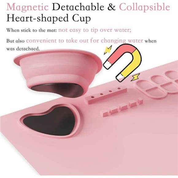 Silicone Painting Mat with Cup and Paint Holder,  4  Brushes & 1 Sponge 20"x16" - Picture 2 of 7